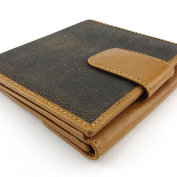 Authentic FENDI W hook purse pecan beige PVC �~ leather Auth used - Picture 6 of 9